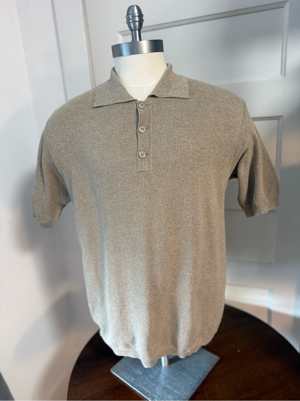 Peruvian Connection Polo Shirt Mens  L Pima Cotton Tan Old Money Quiet Luxury